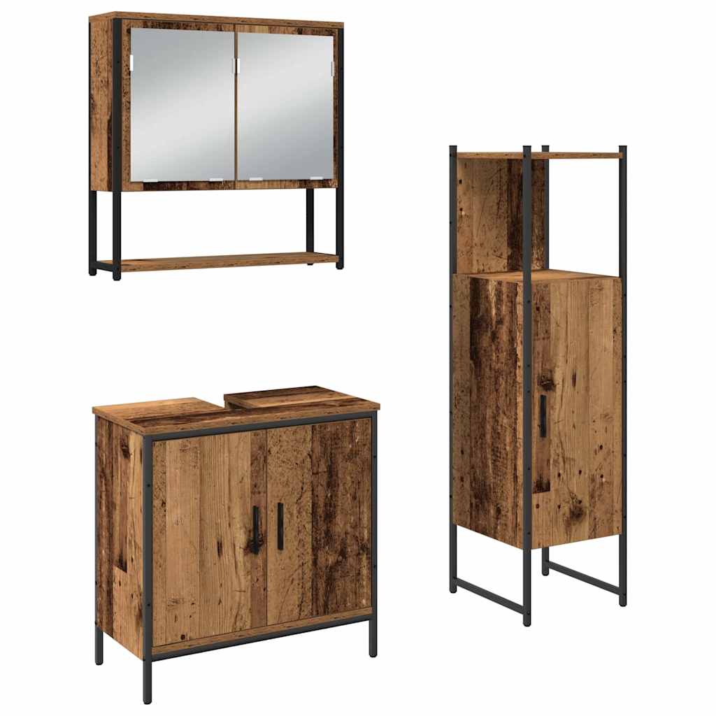 Bathroom Furniture Set with Door 3 pcs Brown 33 x 33 x 102.5 cm